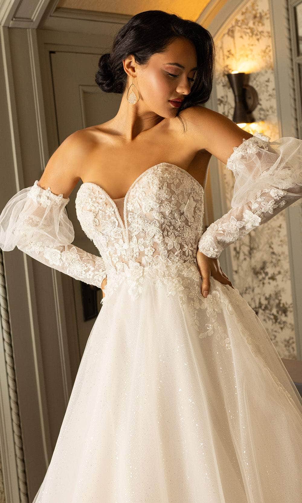 Rachel Allan RB3212 - Plunging Sweetheart Glitter Bridal Gown Bridal Dresses