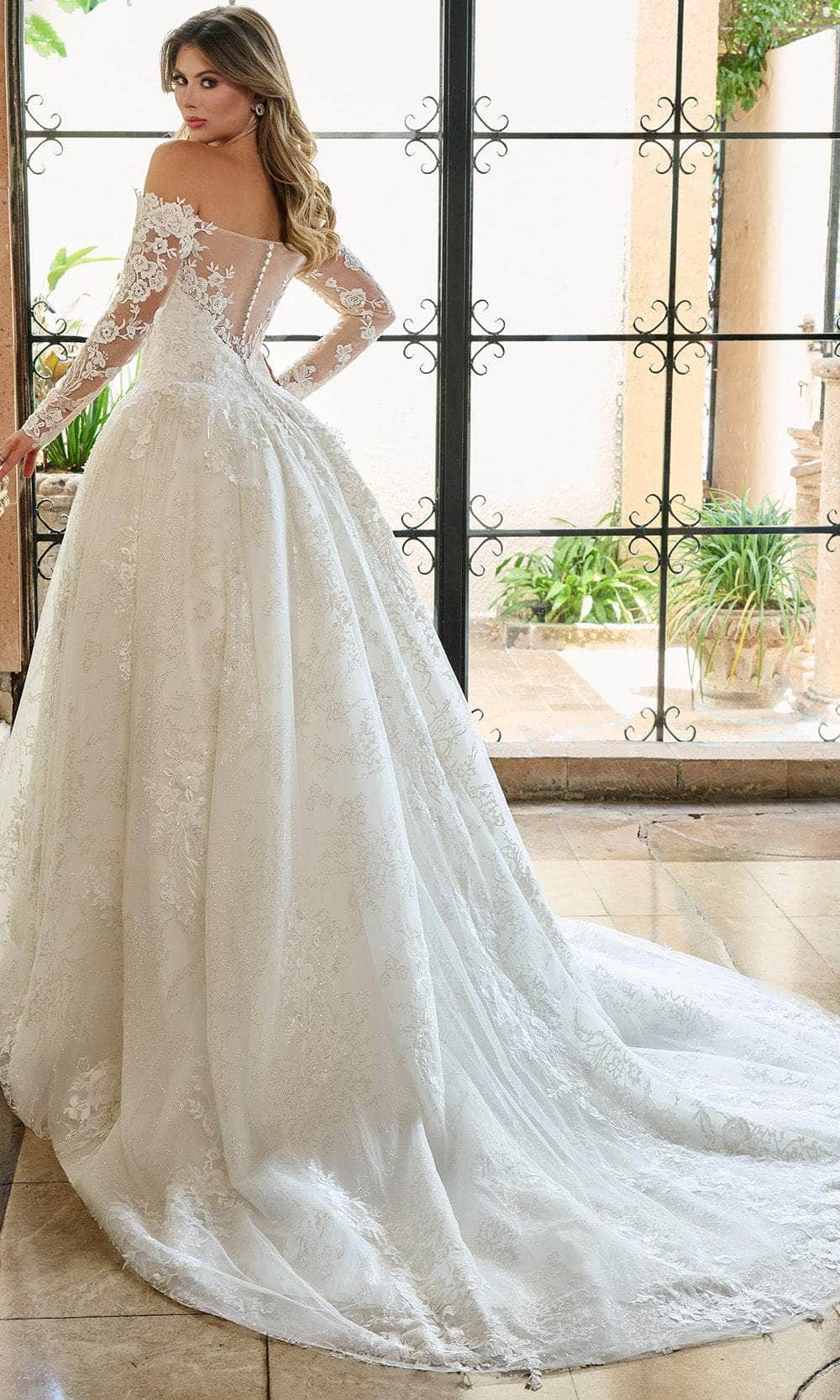 Rachel Allan RB3224 - Off Shoulder Floral Lace Wedding Ballgown Wedding Dresses