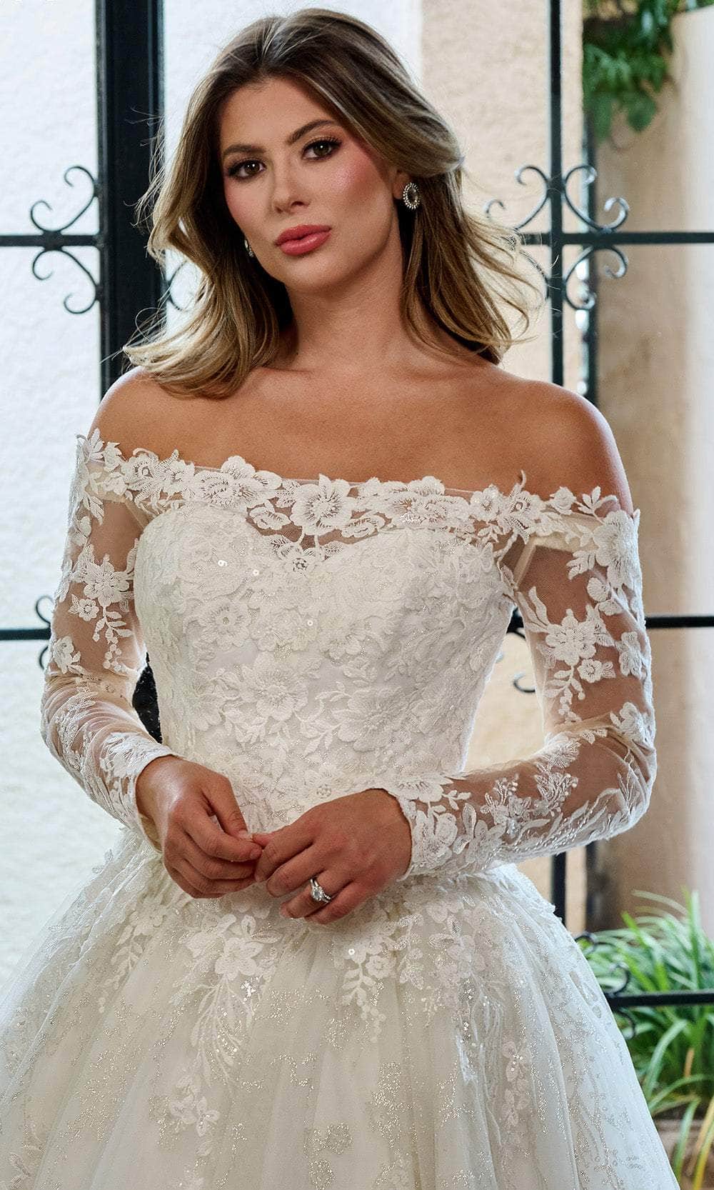 Rachel Allan RB3224 - Off Shoulder Floral Lace Wedding Ballgown Wedding Dresses