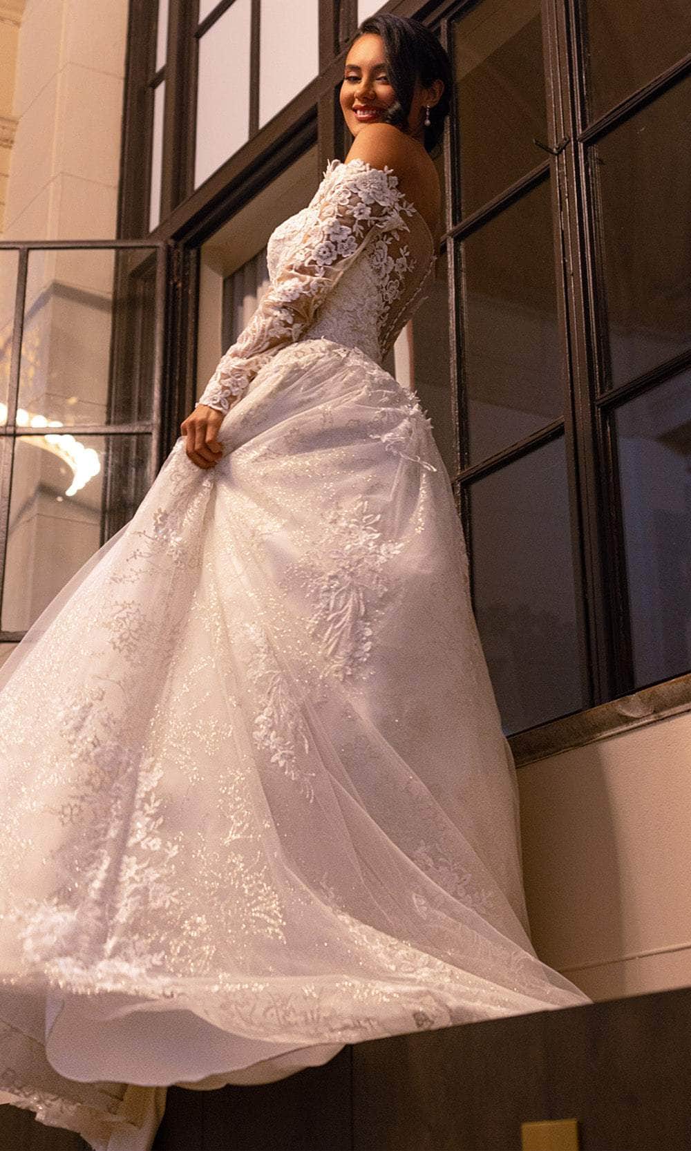 Rachel Allan RB3224 - Off Shoulder Floral Lace Wedding Ballgown Wedding Dresses