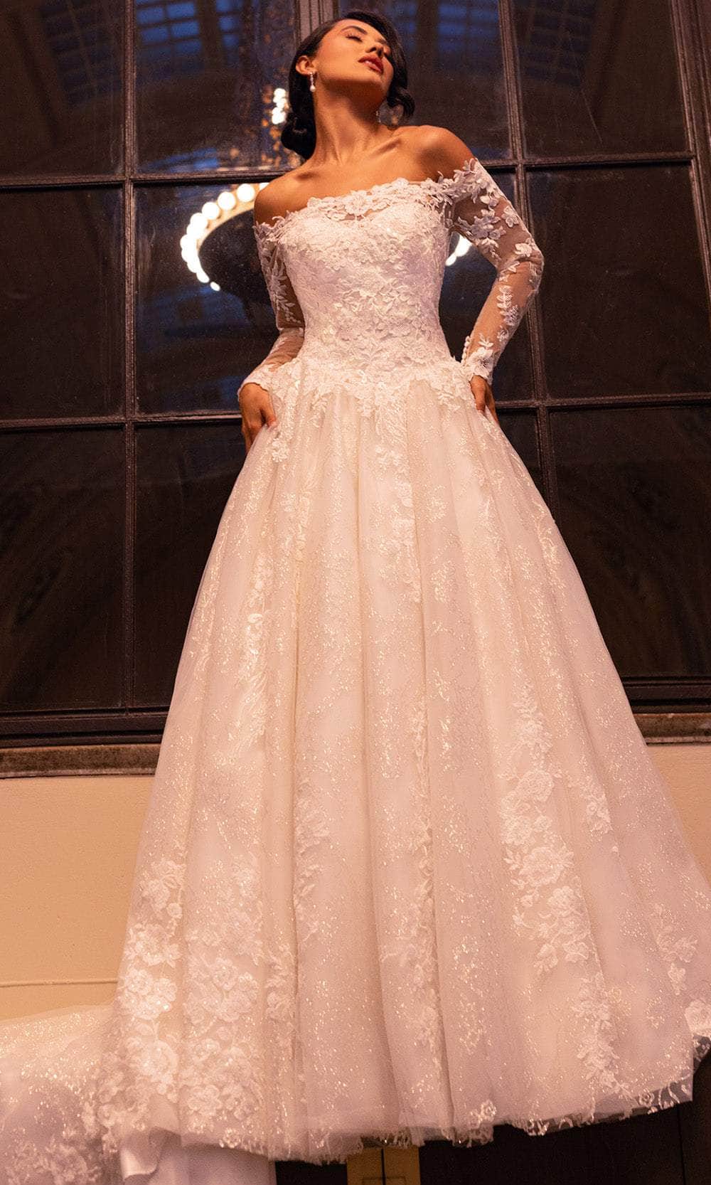 Rachel Allan RB3224 - Off Shoulder Floral Lace Wedding Ballgown Wedding Dresses