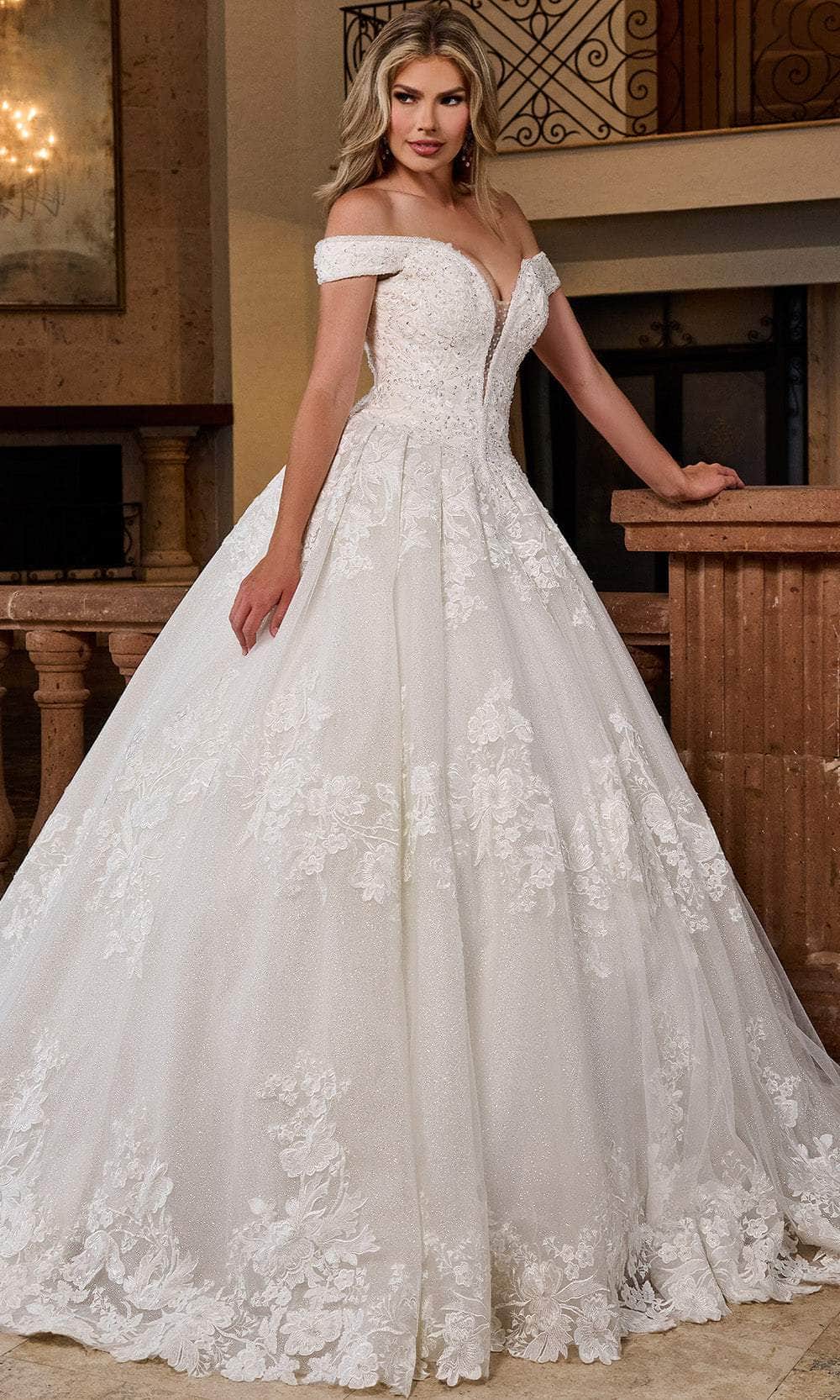 Rachel Allan RB4201 - Royal Off-Shoulder Lace Ballgown Wedding Dresses
