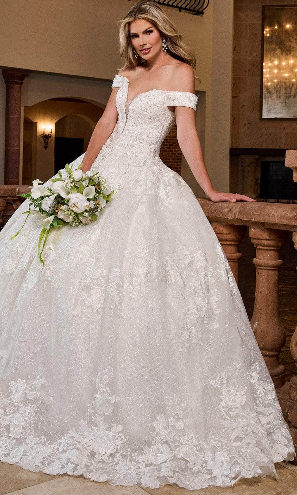 Rachel Allan RB4201 - Royal Off-Shoulder Lace Ballgown Wedding Dresses