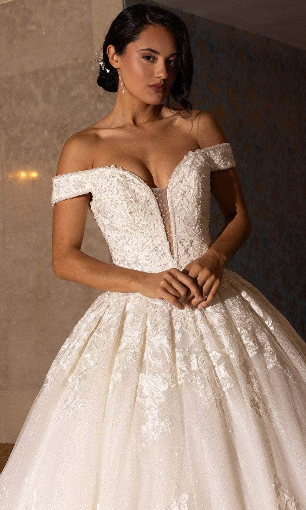 Rachel Allan RB4201 - Royal Off-Shoulder Lace Ballgown Wedding Dresses