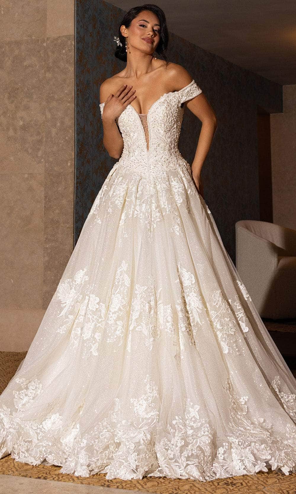 Rachel Allan RB4201 - Royal Off-Shoulder Lace Ballgown Wedding Dresses