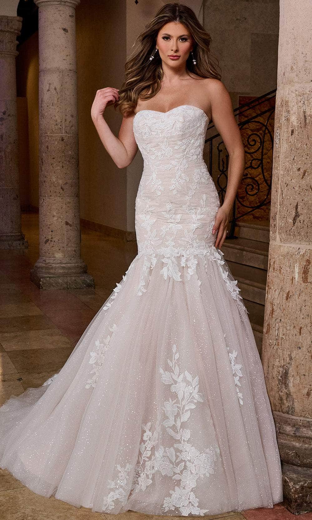Rachel Allan RB4205 - Strapless Appliqued Wedding Gown Wedding Dresses