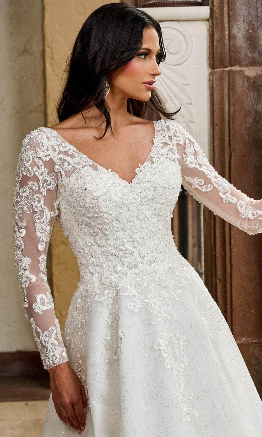 Rachel Allan RB4206 - V-Neck Lace Appliqued Bridal Gown Bridal Dresses
