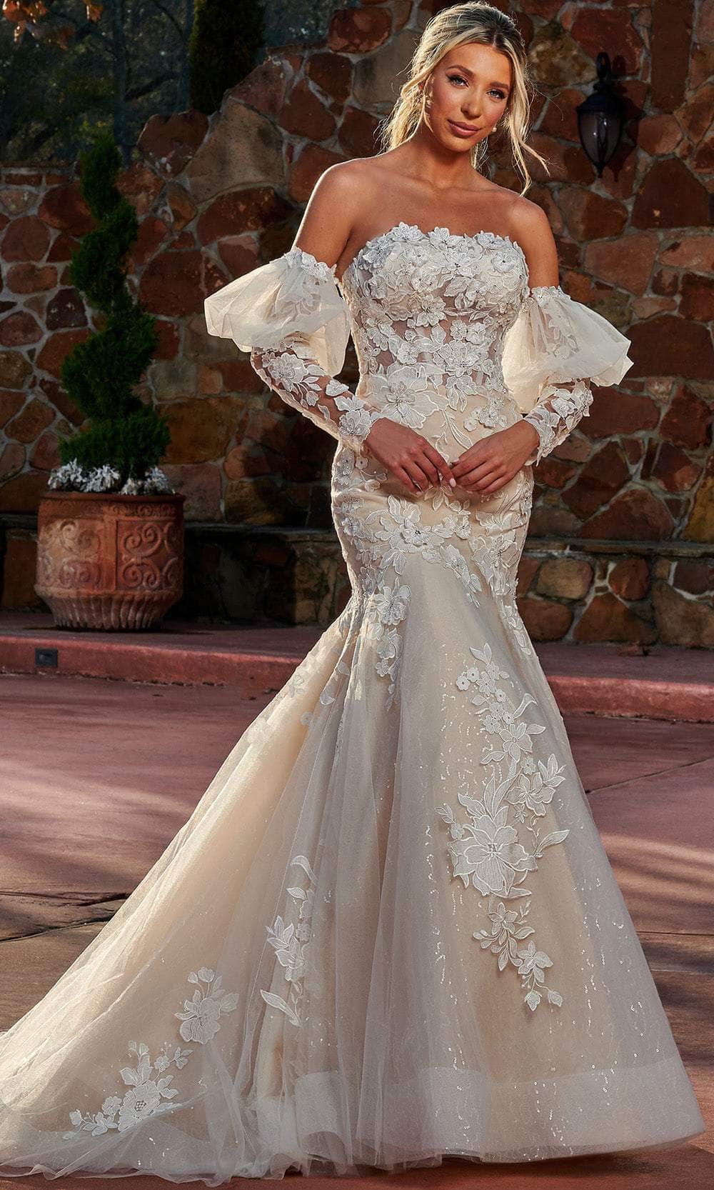 Rachel Allan RB5027 - Long Tulle, Sequin Tulle Trumpet Dress