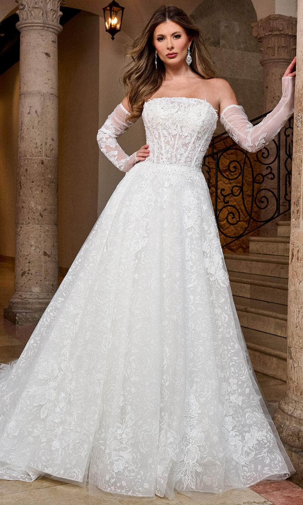 Rachel Allan RB5080 - Straight Neckline Embroidered Bridal Gown Bridal Dresses