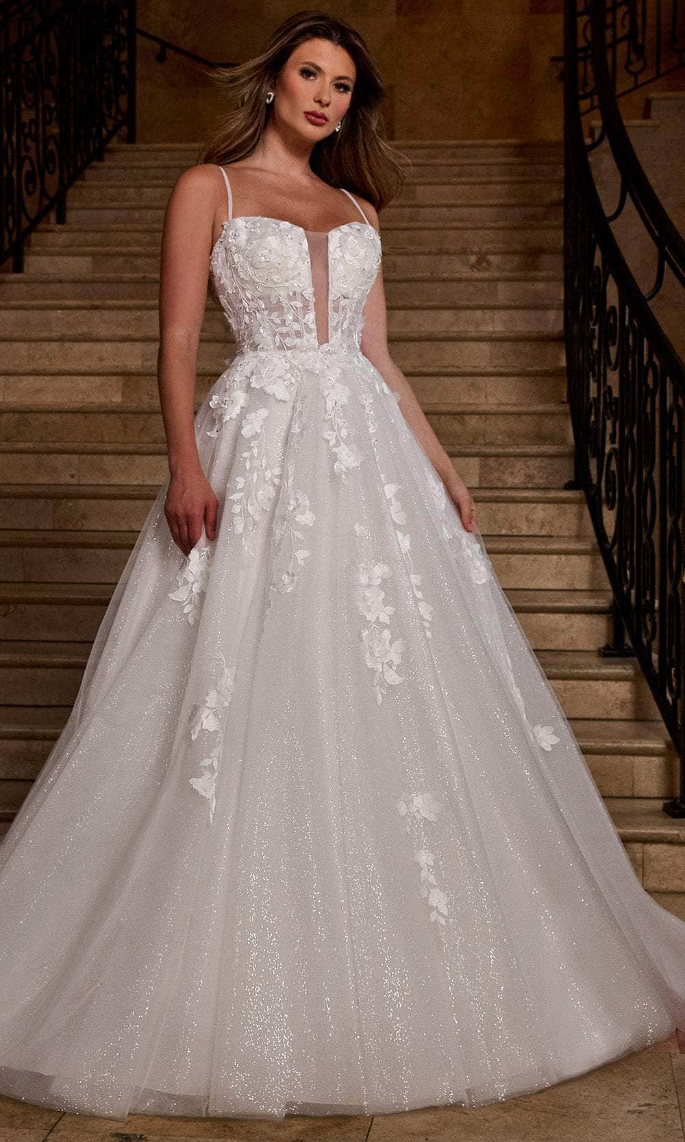 Rachel Allan RB5084 - Strapless Floral Embroidered Ballgown Wedding Dresses