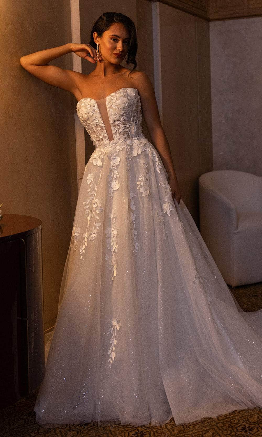 Rachel Allan RB5084 - Strapless Floral Embroidered Ballgown Wedding Dresses