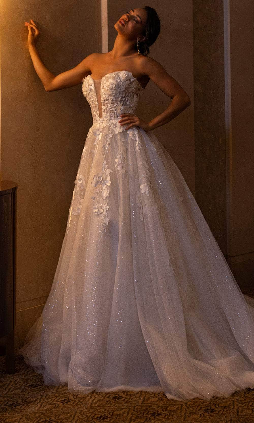 Rachel Allan RB5084 - Strapless Floral Embroidered Ballgown Wedding Dresses