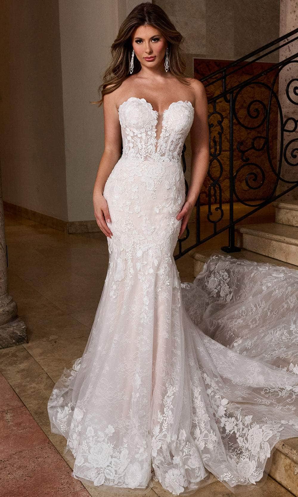 Rachel Allan RB5088 - Strapless Lace Trumpet Bridal Gown Wedding Dresses