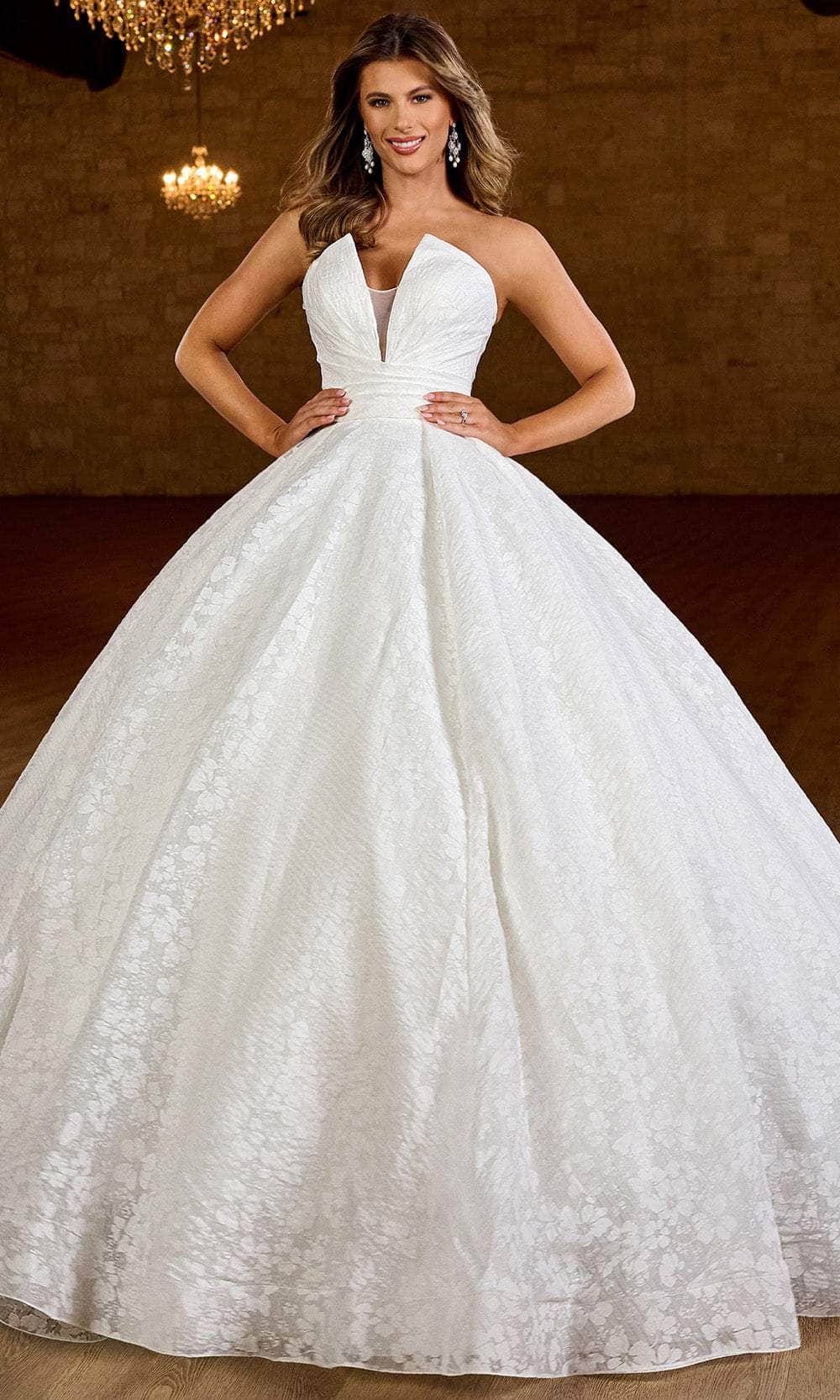 Rachel Allan RB6150 - V-Neck Floral Print A-Line Gown Wedding Dresses