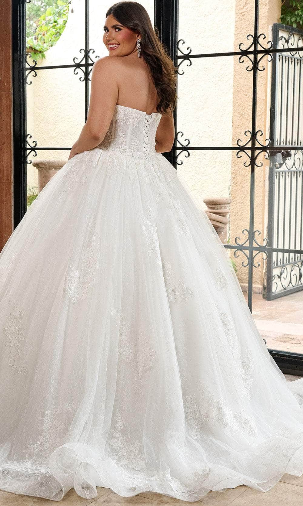 Rachel Allan RB6163 - Sweetheart Lace Ballgown with Detachable Sleeves Wedding Dresses
