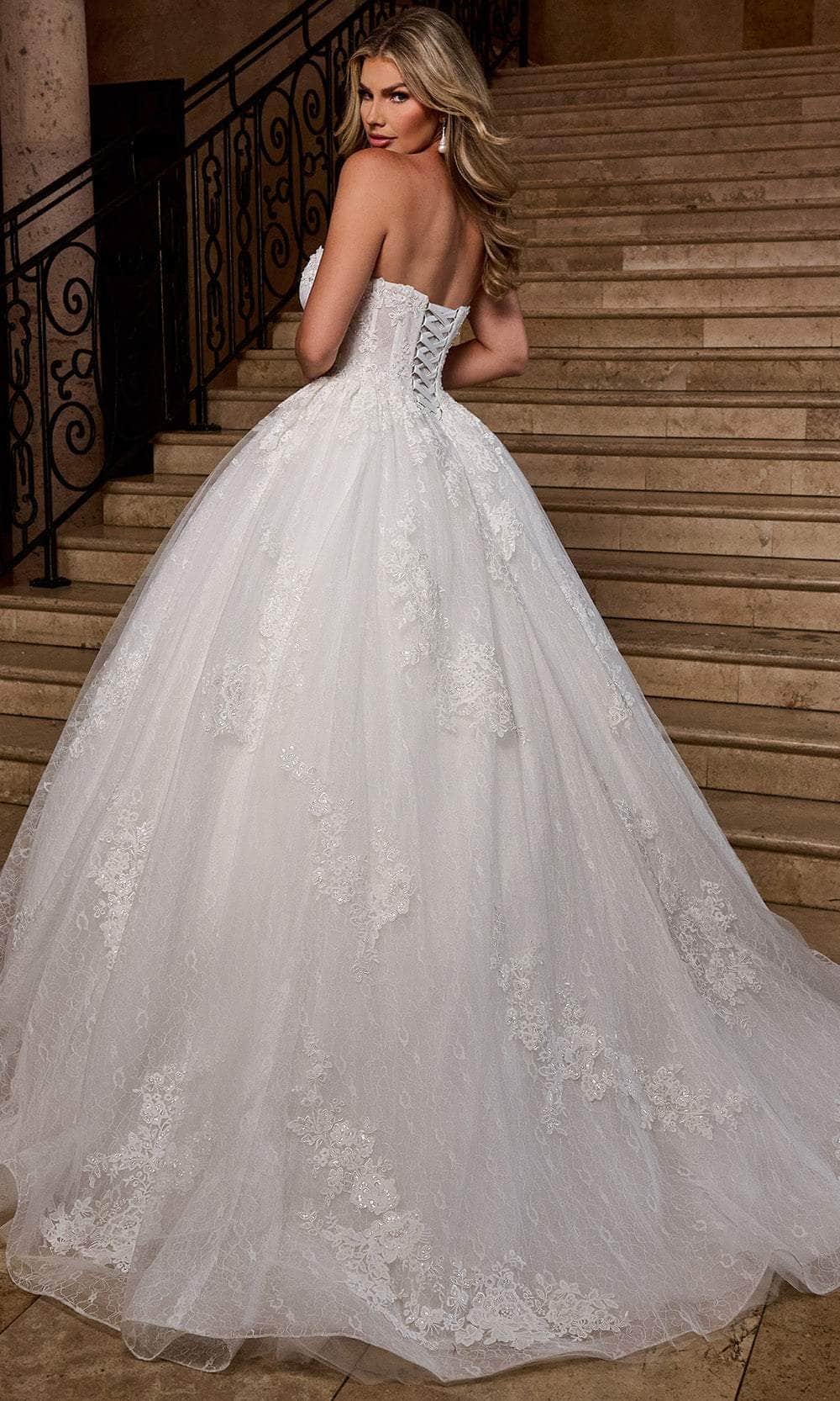 Rachel Allan RB6163 - Sweetheart Lace Ballgown with Detachable Sleeves Wedding Dresses