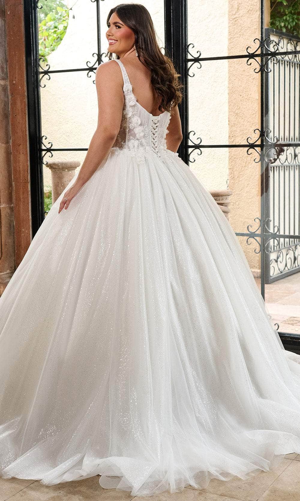 Rachel Allan RB6165 - Glitter Tulle Ballgown with Corset Bodice Wedding Dresses