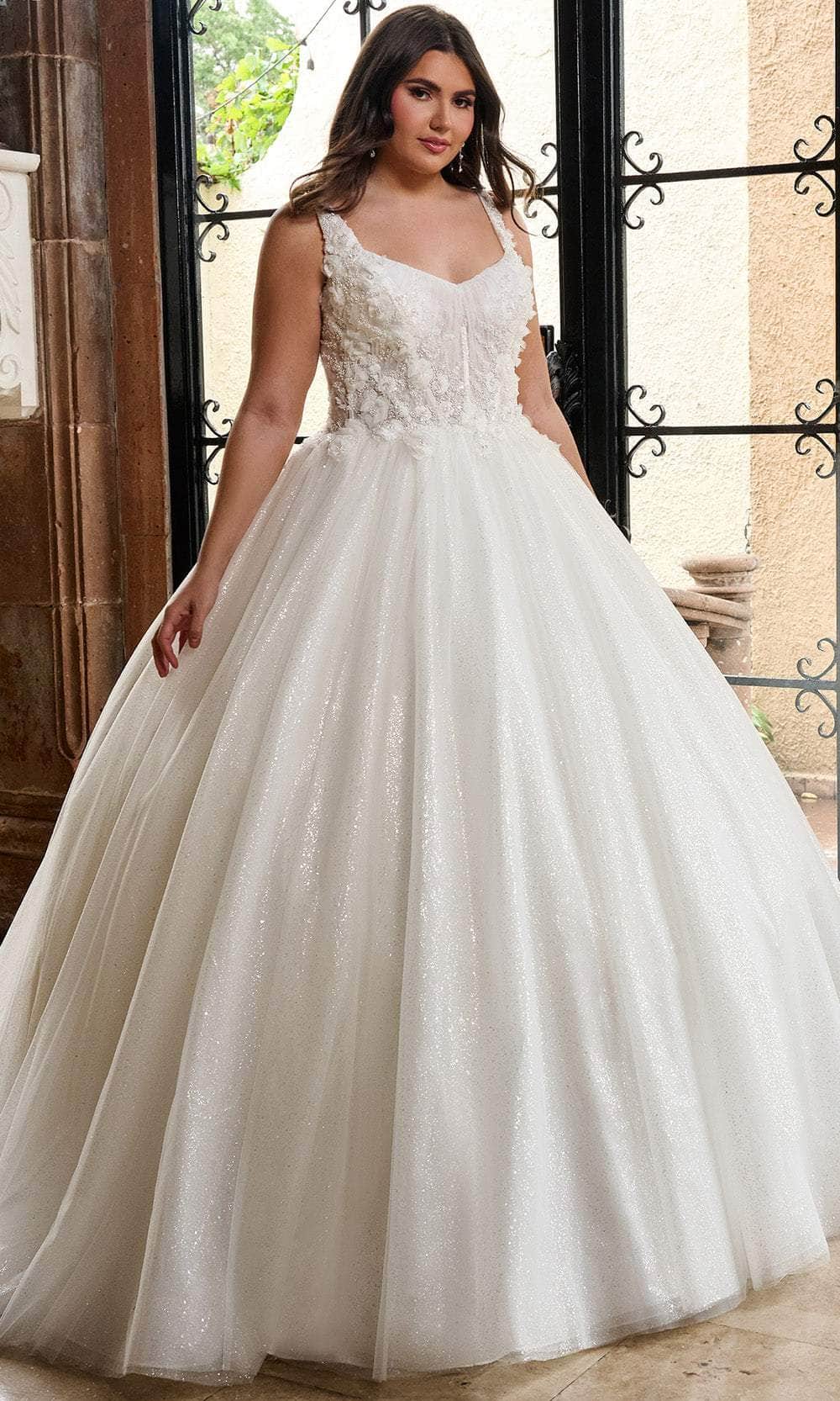 Rachel Allan RB6165 - Glitter Tulle Ballgown with Corset Bodice Wedding Dresses