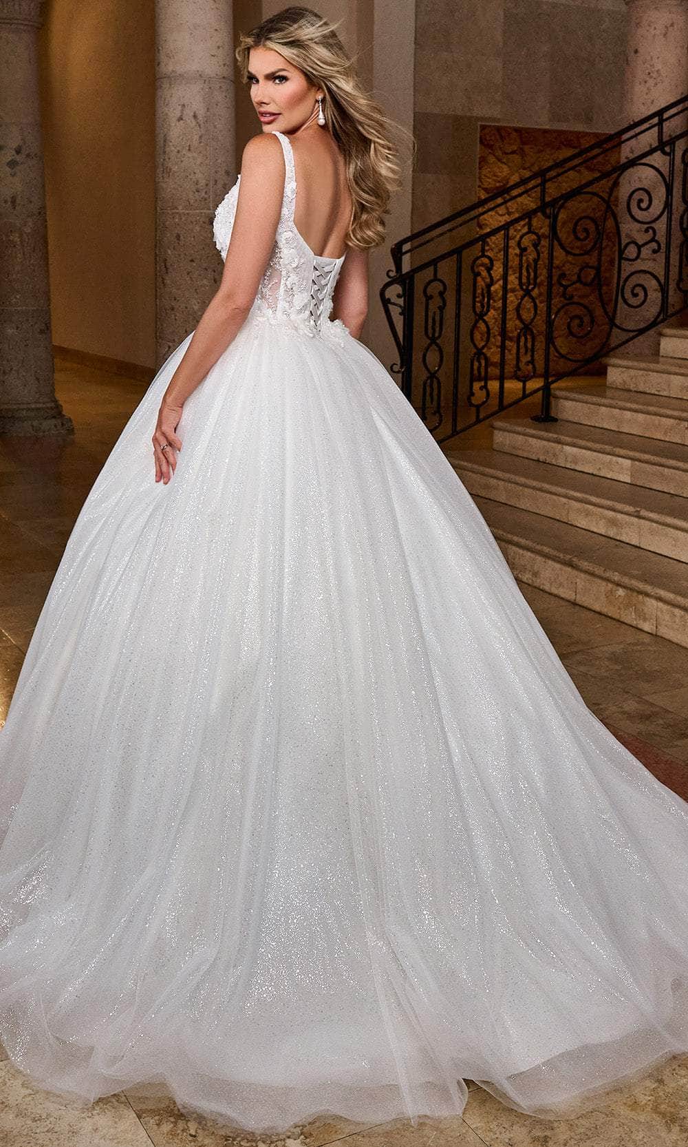 Rachel Allan RB6165 - Glitter Tulle Ballgown with Corset Bodice Wedding Dresses