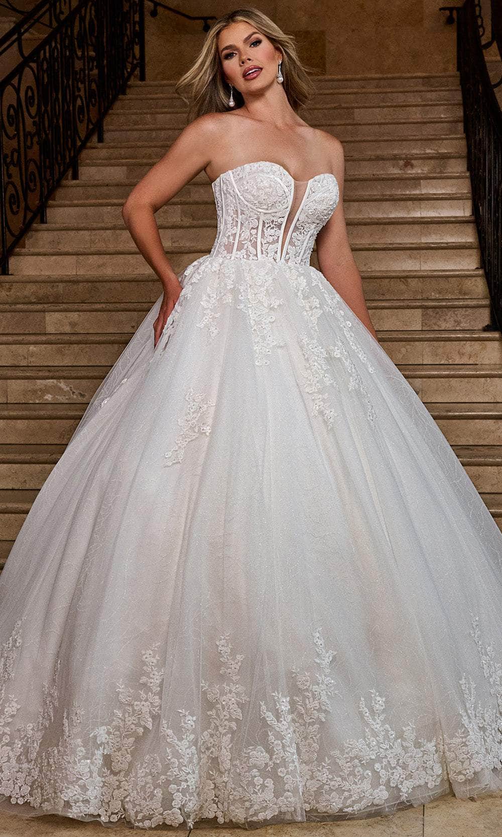 Rachel Allan RB6166 - Sheer Bodice Sweetheart Bridal Gown Wedding Dresses