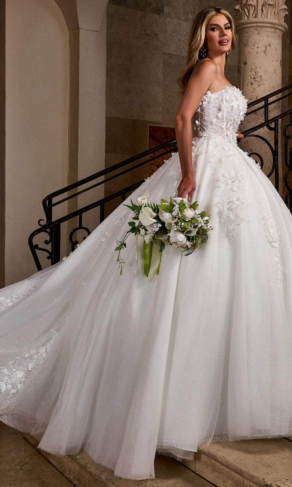 Rachel Allan RB6167 - 3D Floral Strapless Bridal Ballgown Wedding Dresses