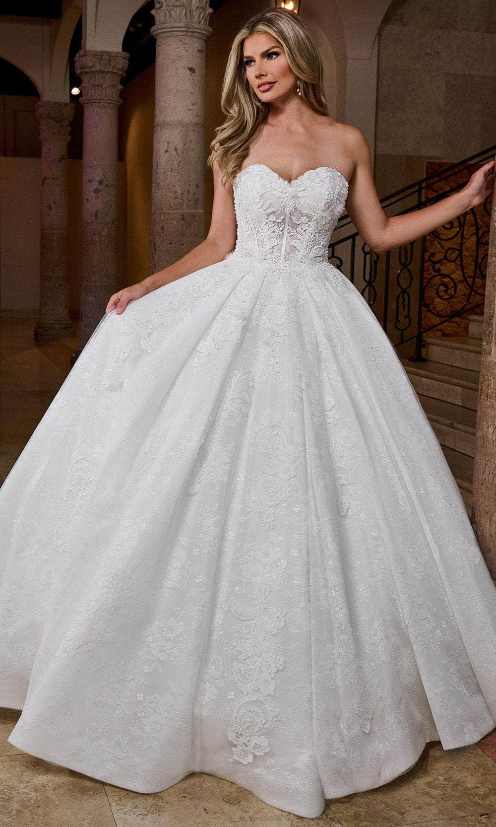 Rachel Allan RB6168 - Sweetheart Corset Ballgown with Lace Appliques Wedding Dresses