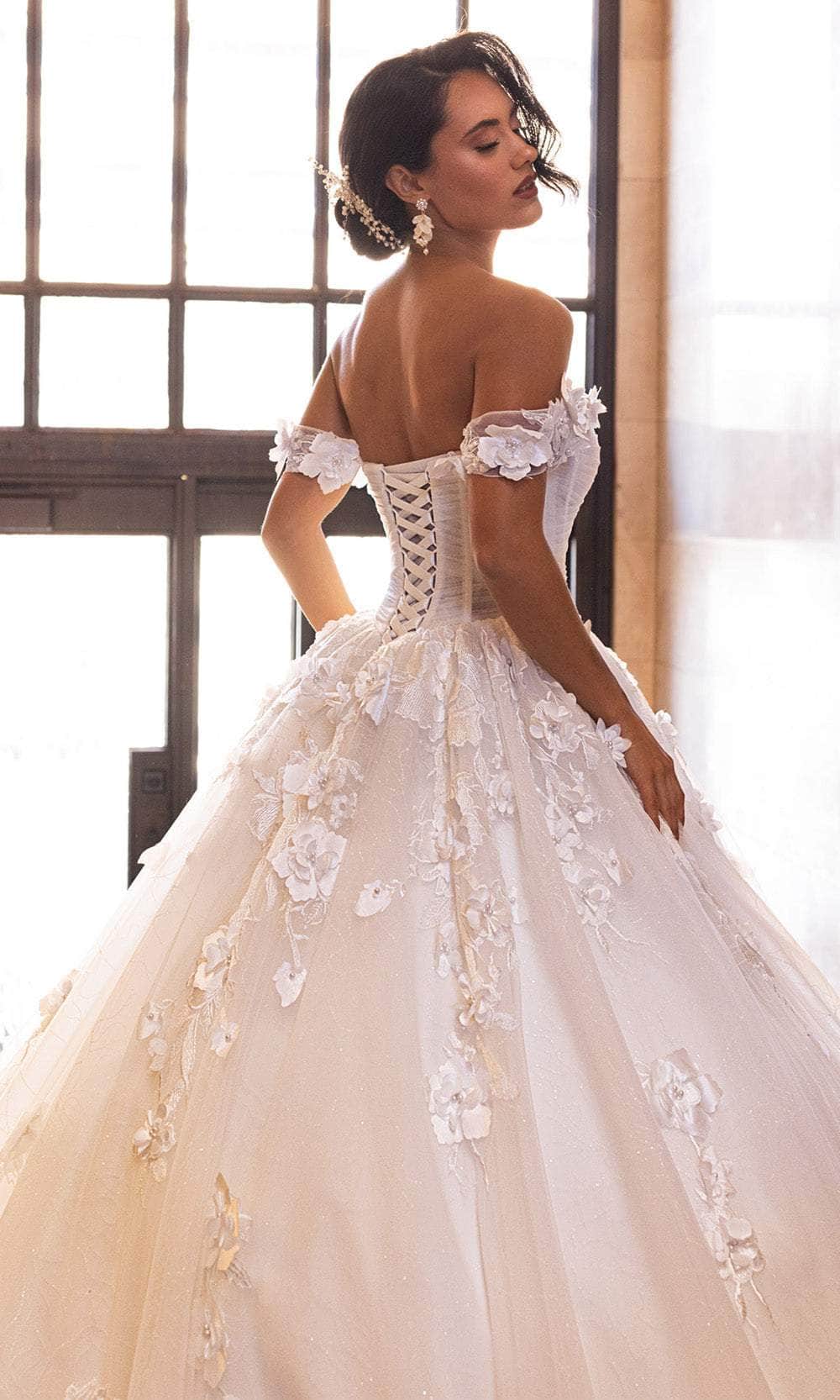 Rachel Allan RB6170 - Off-Shoulder Floral Corset Ballgown Wedding Dresses
