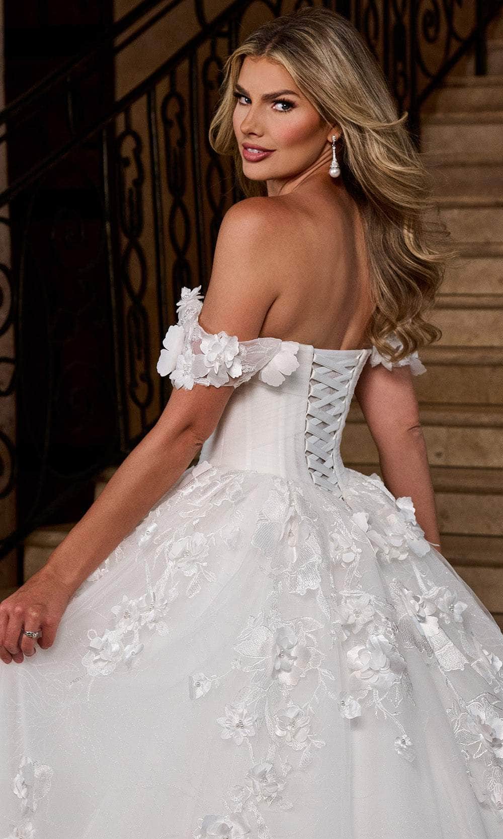 Rachel Allan RB6170 - Off-Shoulder Floral Corset Ballgown Wedding Dresses