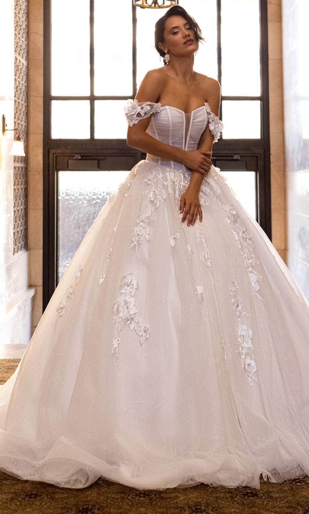 Rachel Allan RB6170 - Off-Shoulder Floral Corset Ballgown Wedding Dresses