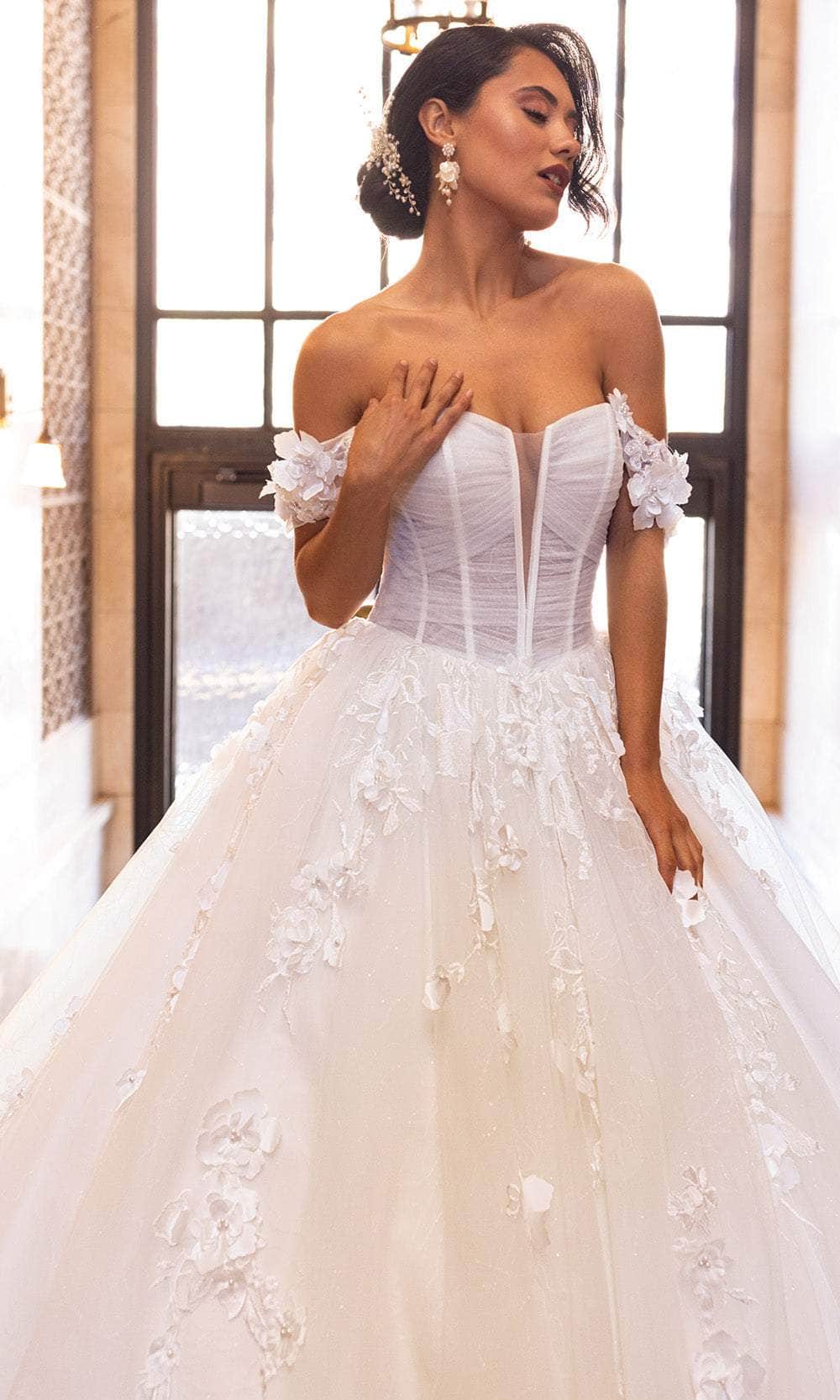 Rachel Allan RB6170 - Off-Shoulder Floral Corset Ballgown Wedding Dresses