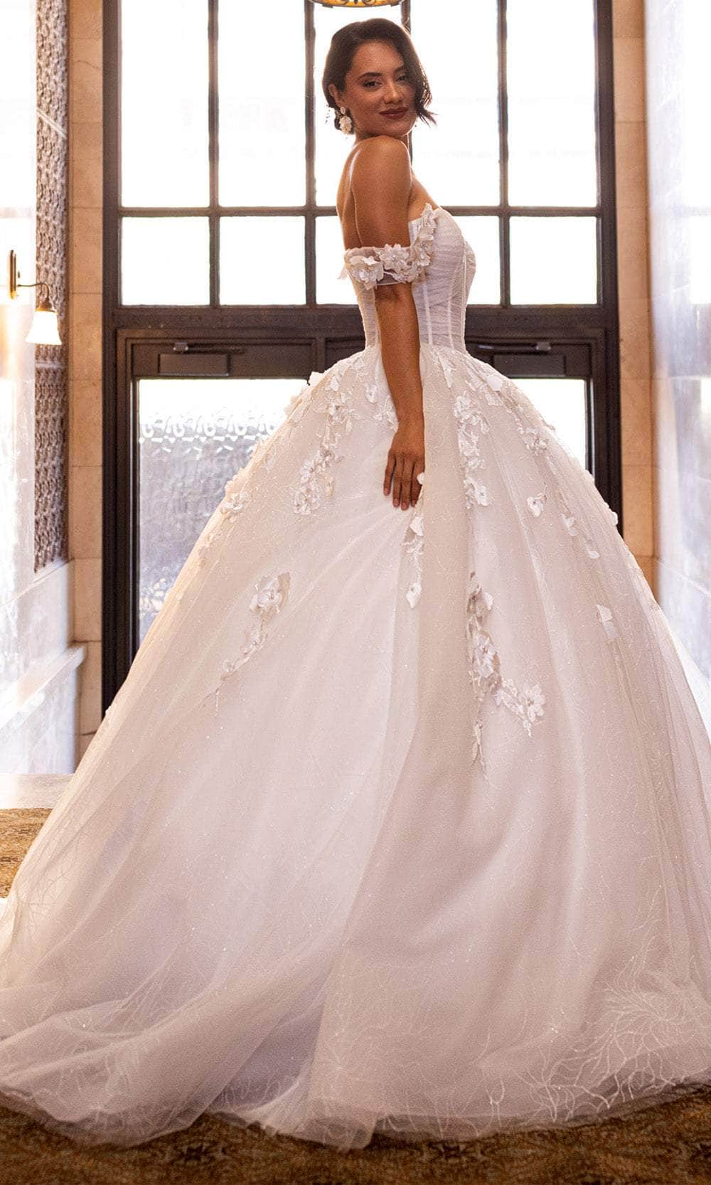 Rachel Allan RB6170 - Off-Shoulder Floral Corset Ballgown Wedding Dresses