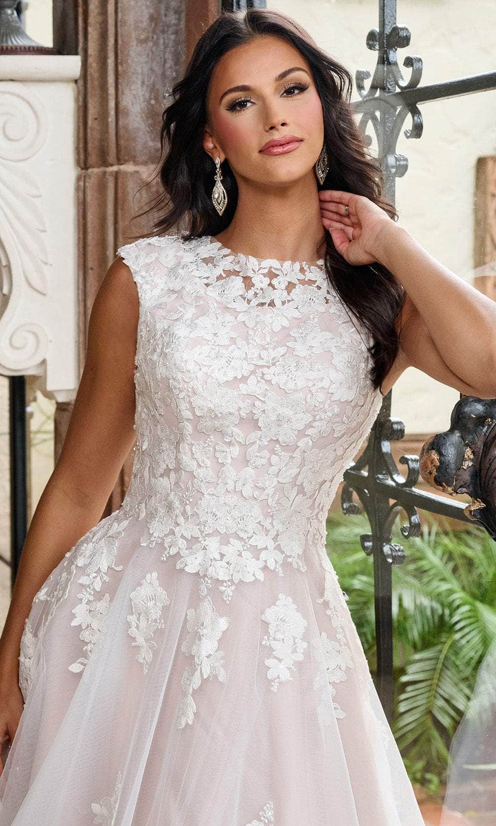 Rachel Allan RB7002 - Floral Lace Cap Sleeve Ballgown Wedding Dresses