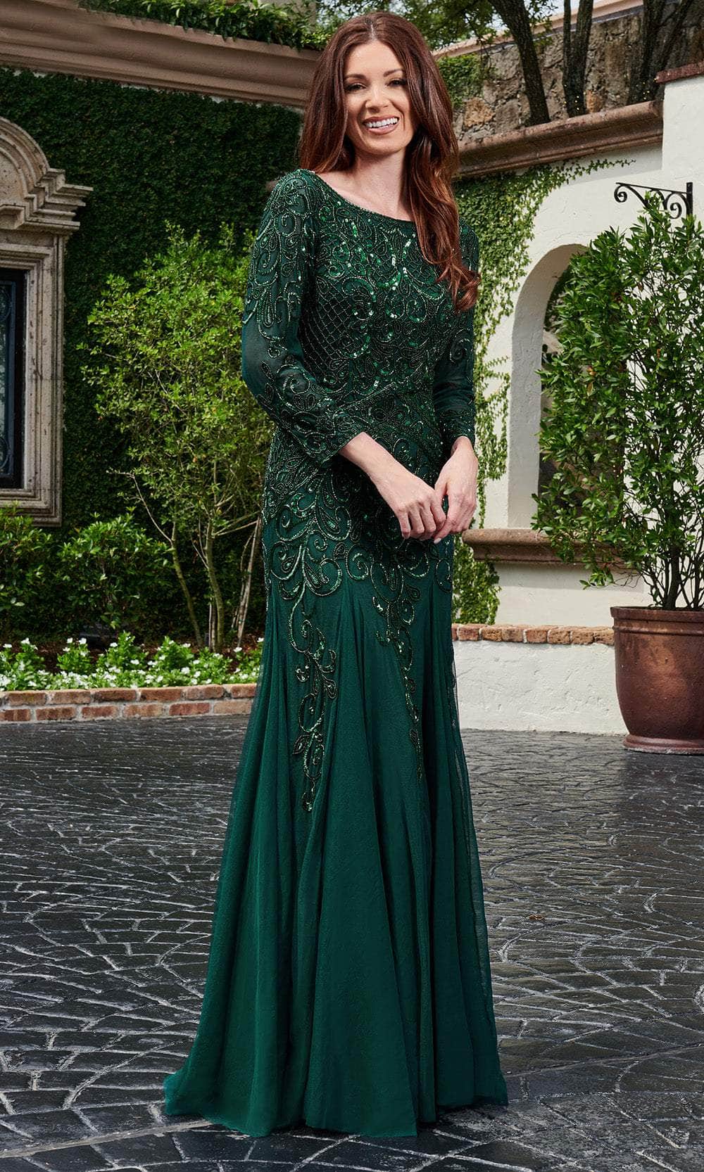 Rachel Allan RB8105 - Beaded Long Sleeve Trumpet Gown Mother of the Bride Dresses