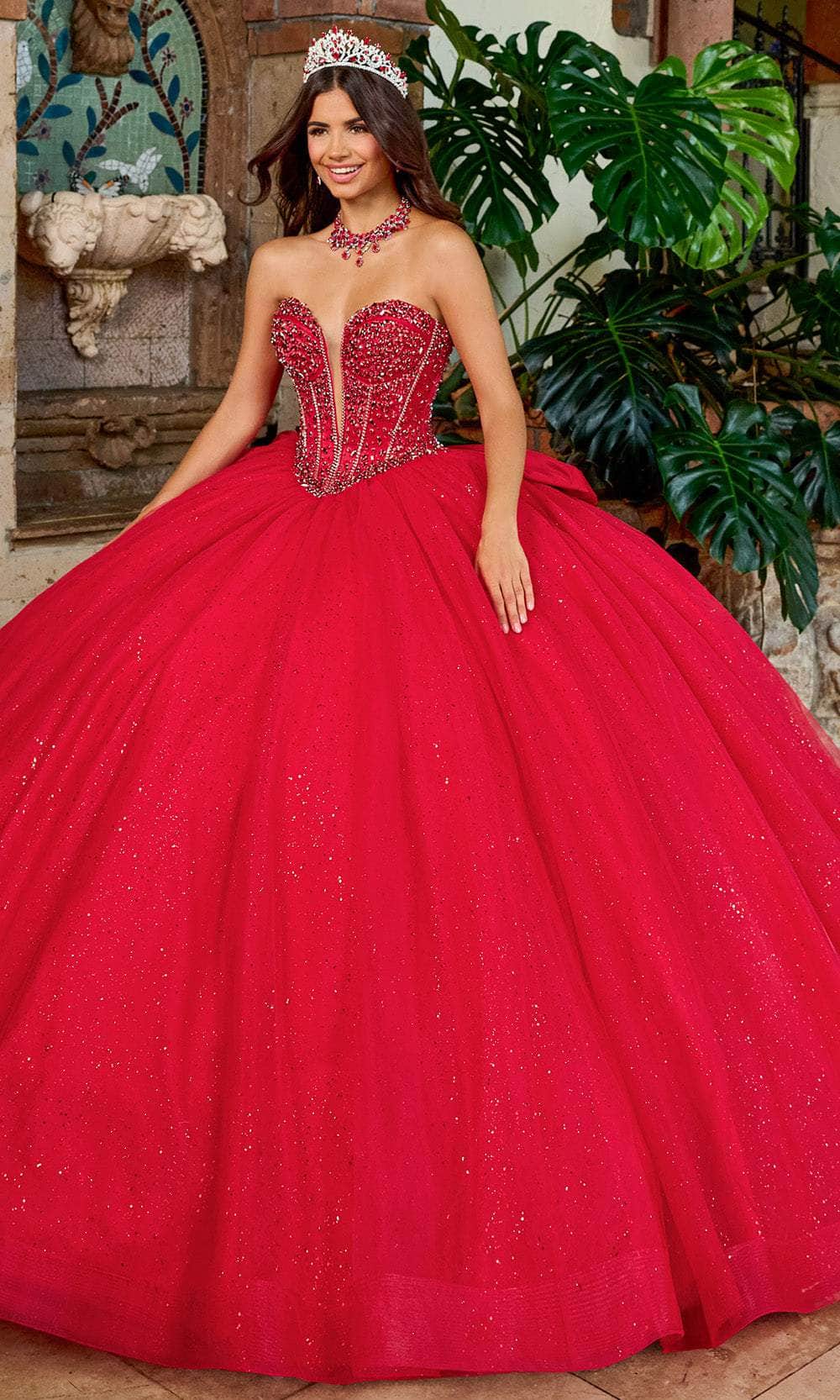 Rachel Allan RQ1156 - Strapless Corset Ballgown with Detachable Bow Ball Gowns