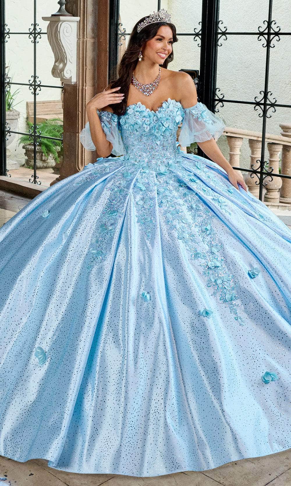 Rachel Allan RQ1157 - Sparkle Satin Off Shoulder Ballgown Ball Gowns
