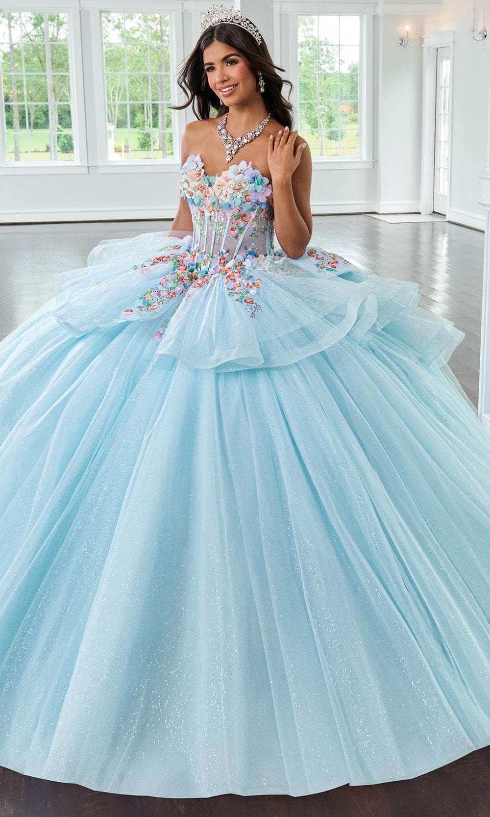 Rachel Allan RQ1161 - Floral Appliqued Strapless Ballgown Ball Gowns