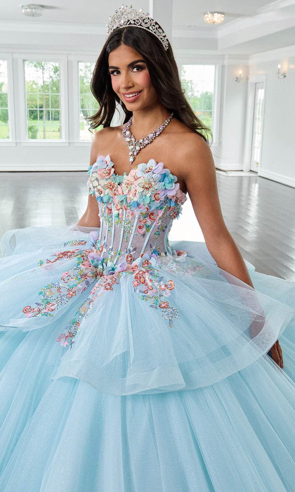 Rachel Allan RQ1161 - Floral Appliqued Strapless Ballgown Ball Gowns