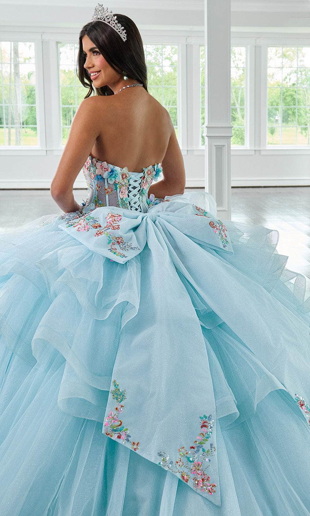 Rachel Allan RQ1161 - Floral Appliqued Strapless Ballgown Ball Gowns
