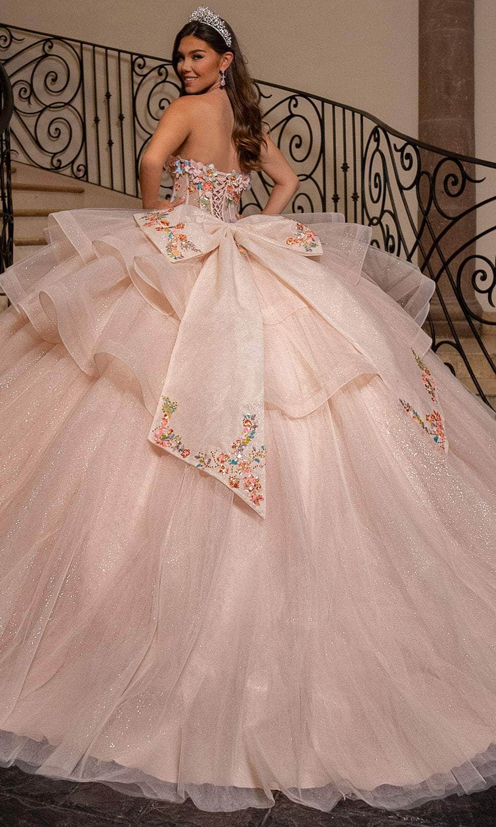 Rachel Allan RQ1161 - Floral Appliqued Strapless Ballgown Ball Gowns