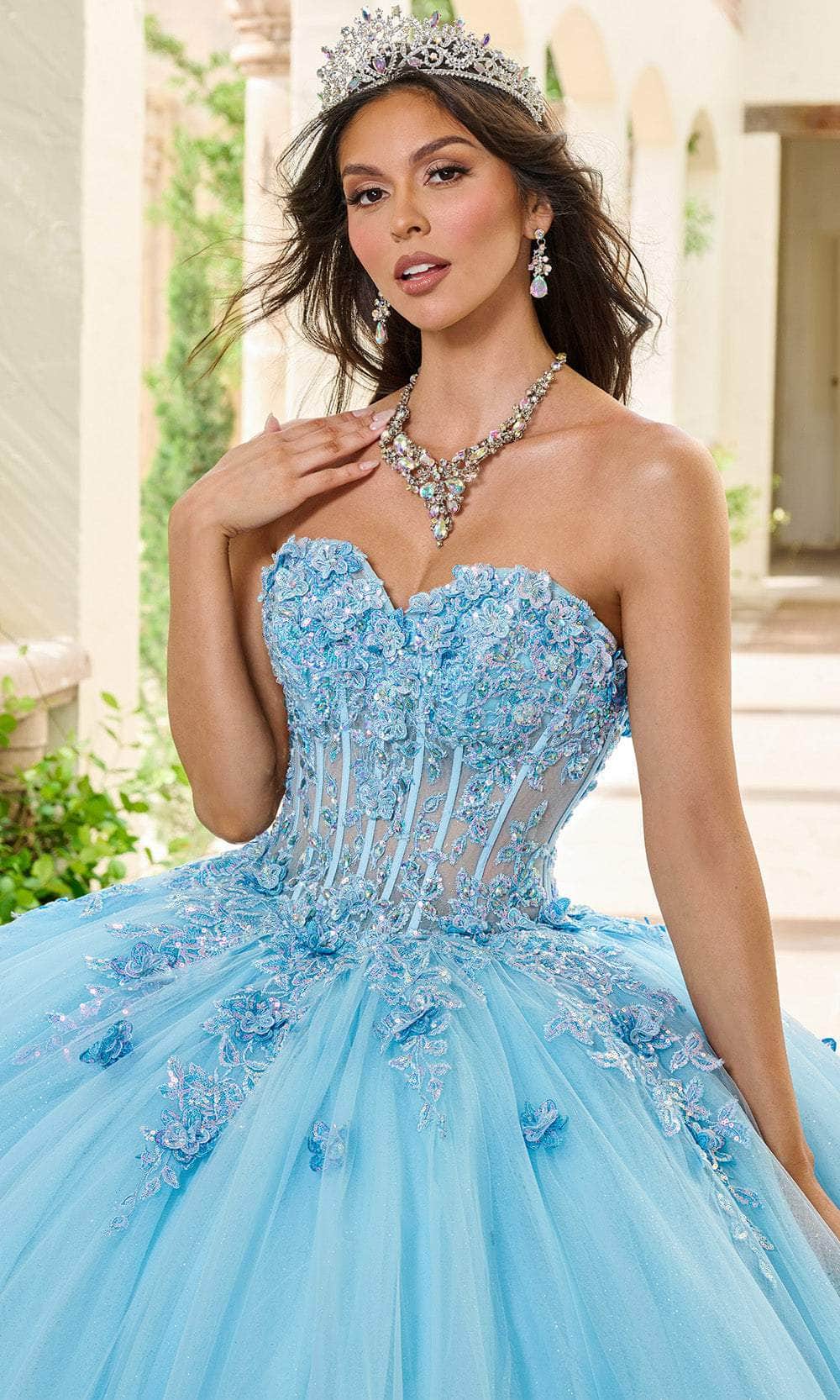 Rachel Allan RQ1163 - Sparkling Floral Applique Ballgown Ball Gowns
