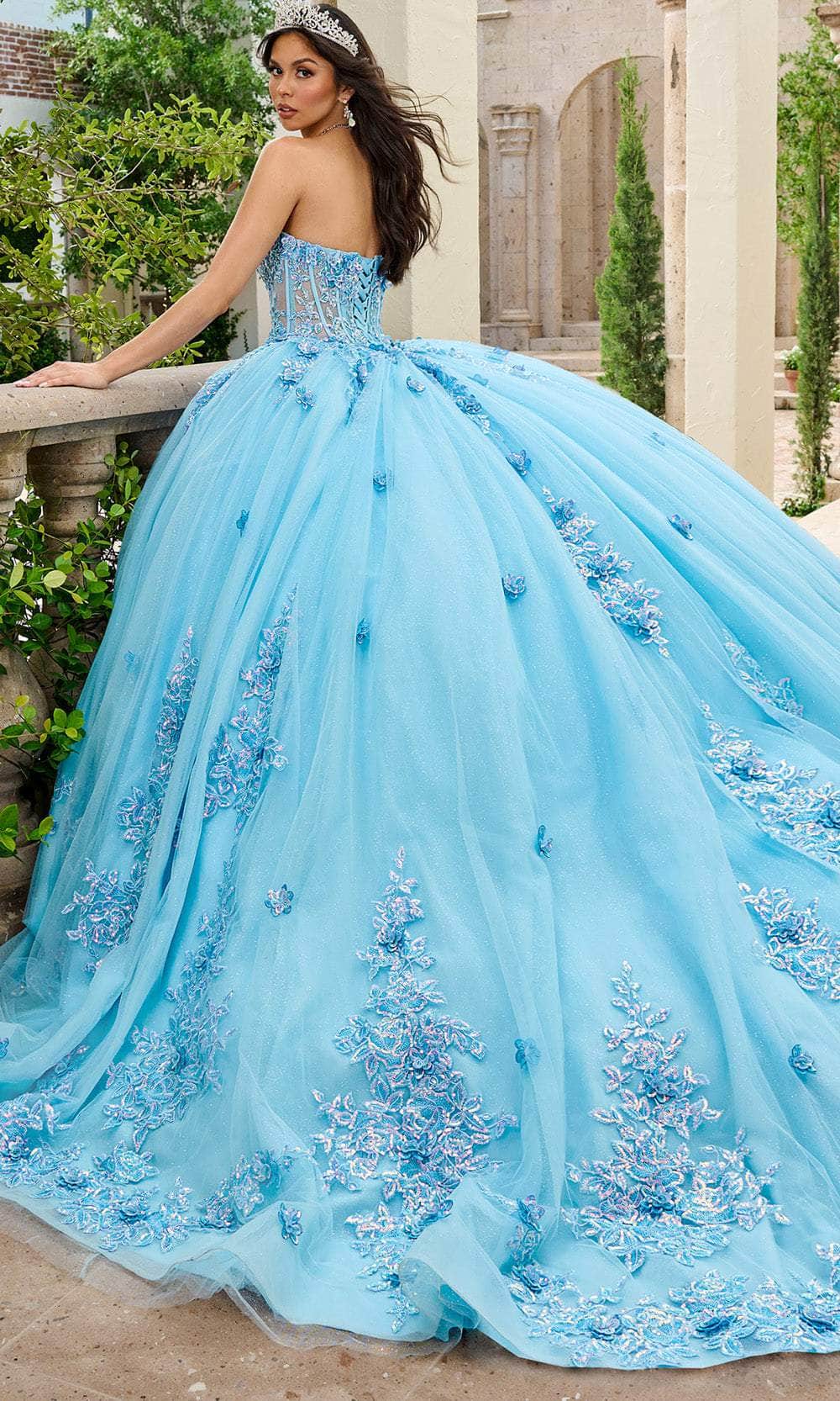 Rachel Allan RQ1163 - Sparkling Floral Applique Ballgown Ball Gowns