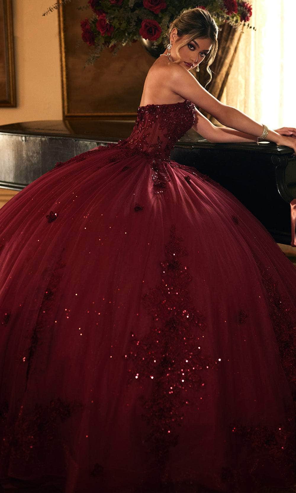 Rachel Allan RQ1163 - Sparkling Floral Applique Ballgown Ball Gowns