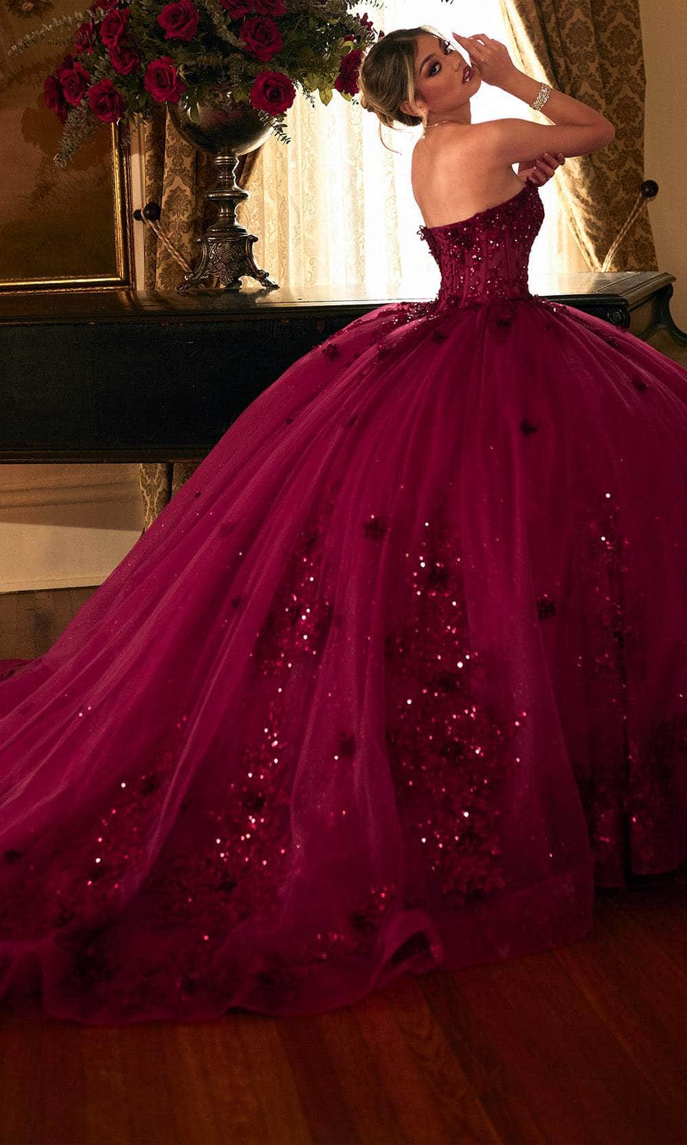 Rachel Allan RQ1163 - Sparkling Floral Applique Ballgown Ball Gowns