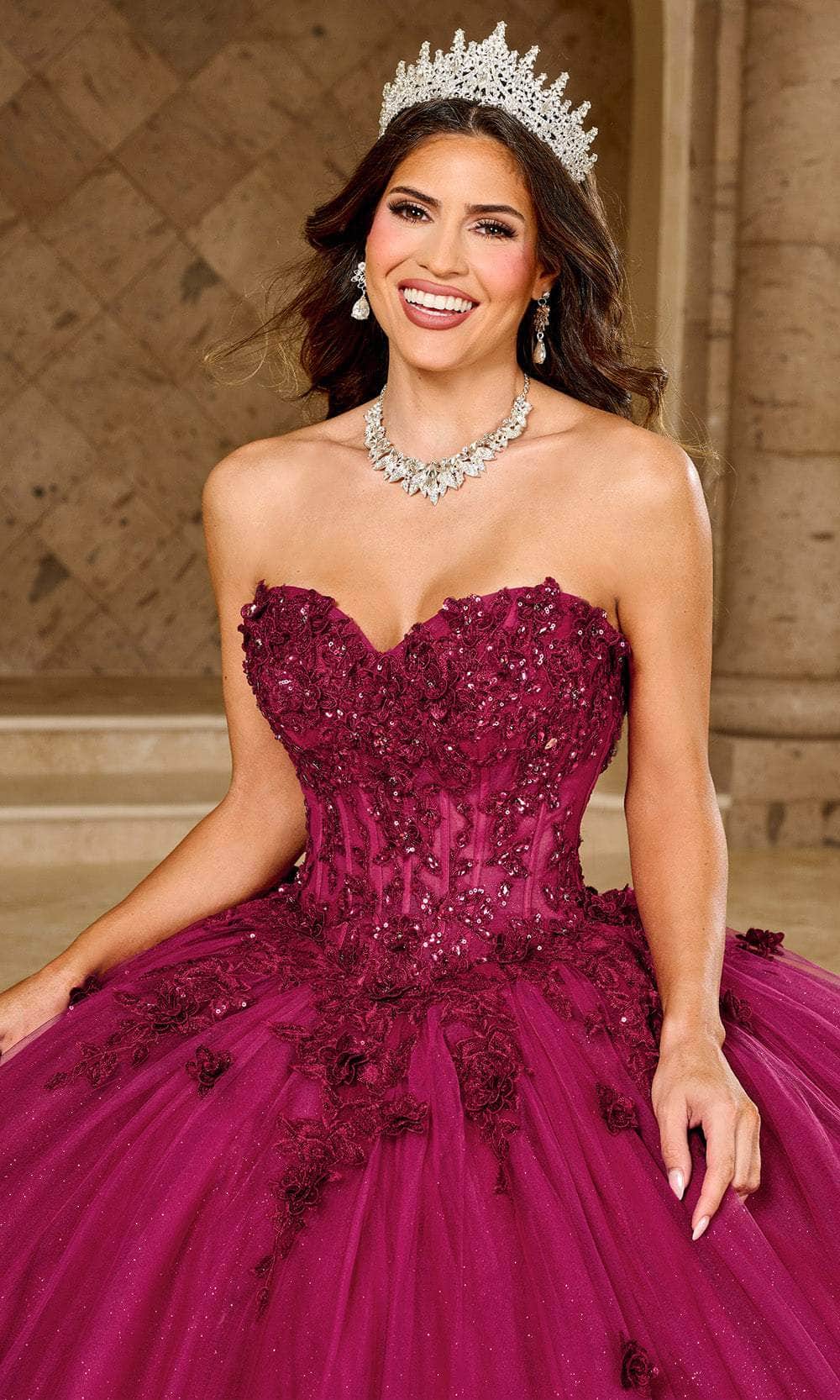 Rachel Allan RQ1163 - Sparkling Floral Applique Ballgown Ball Gowns
