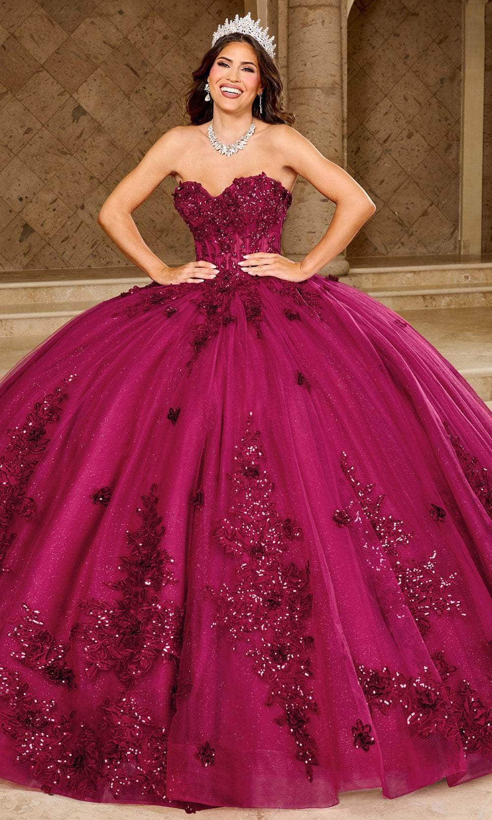 Rachel Allan RQ1163 - Sparkling Floral Applique Ballgown Ball Gowns