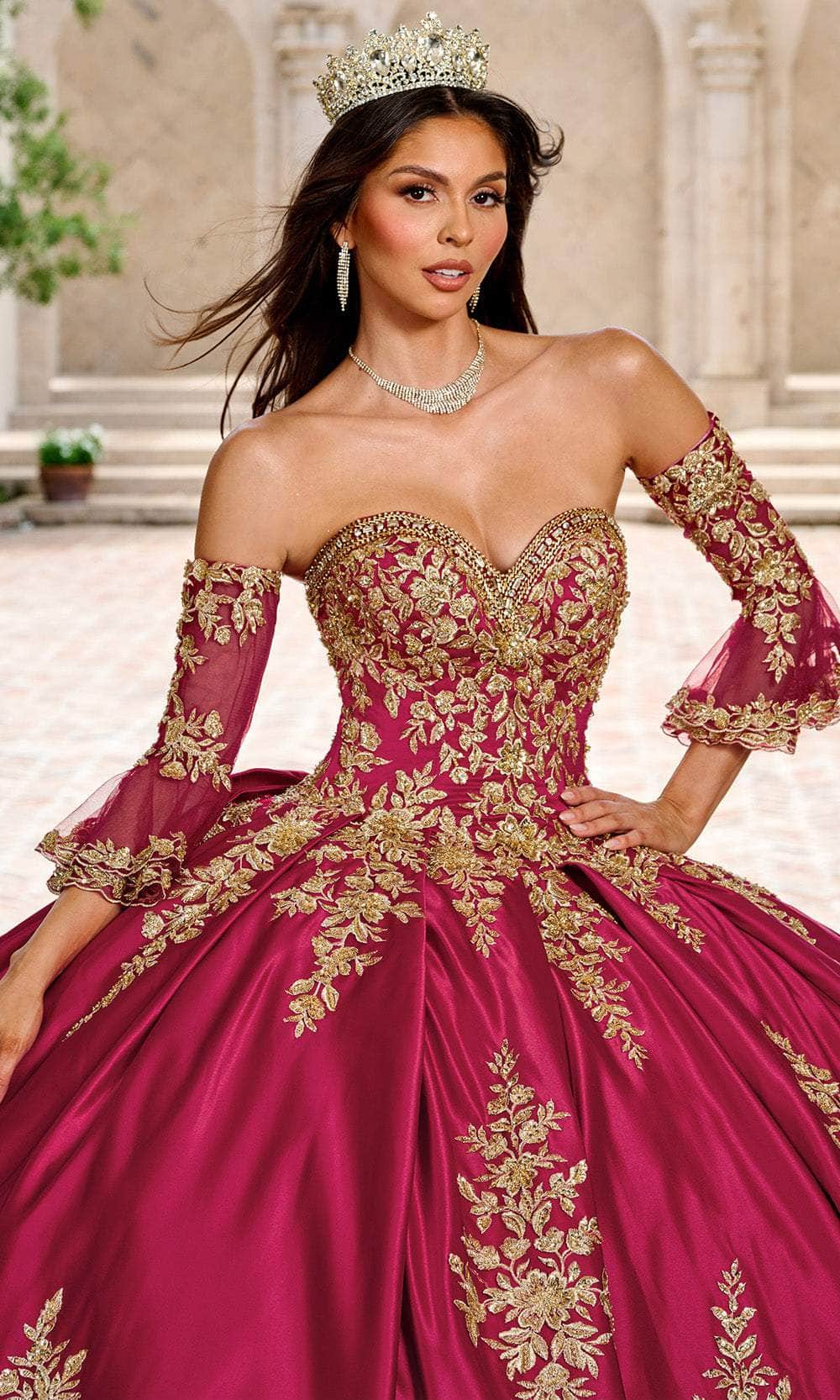 Rachel Allan RQ2217 - Embroidered Satin Quinceanera Gown Quinceanera Dresses