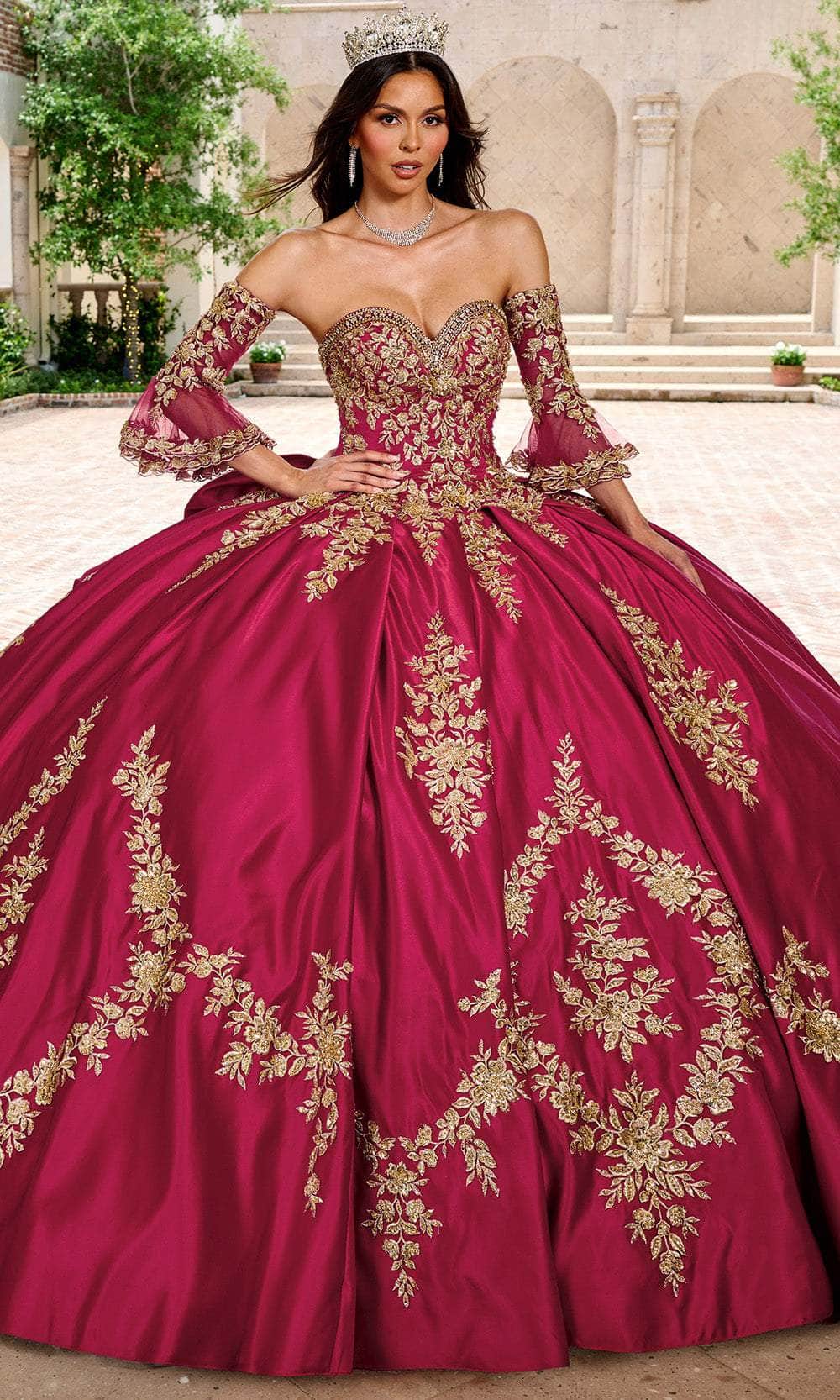 Rachel Allan RQ2217 - Embroidered Satin Quinceanera Gown Quinceanera Dresses