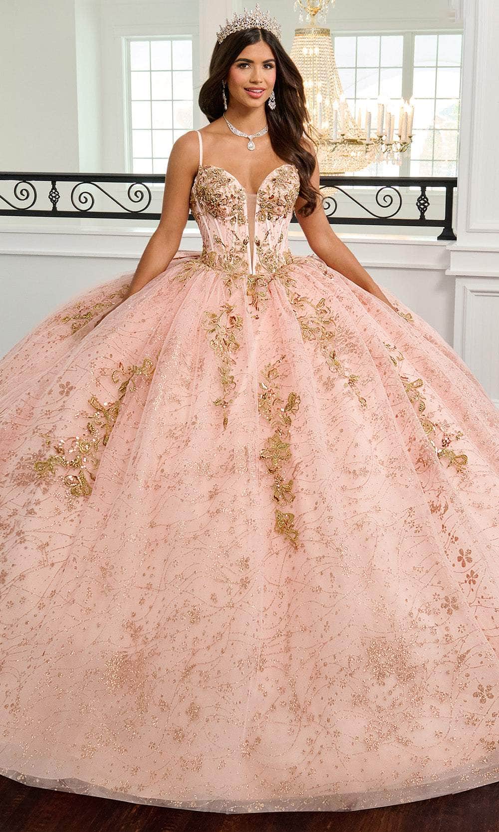 Rachel Allan RQ2221 - Beaded Tulle Ballgown with Bow Quinceanera Dresses