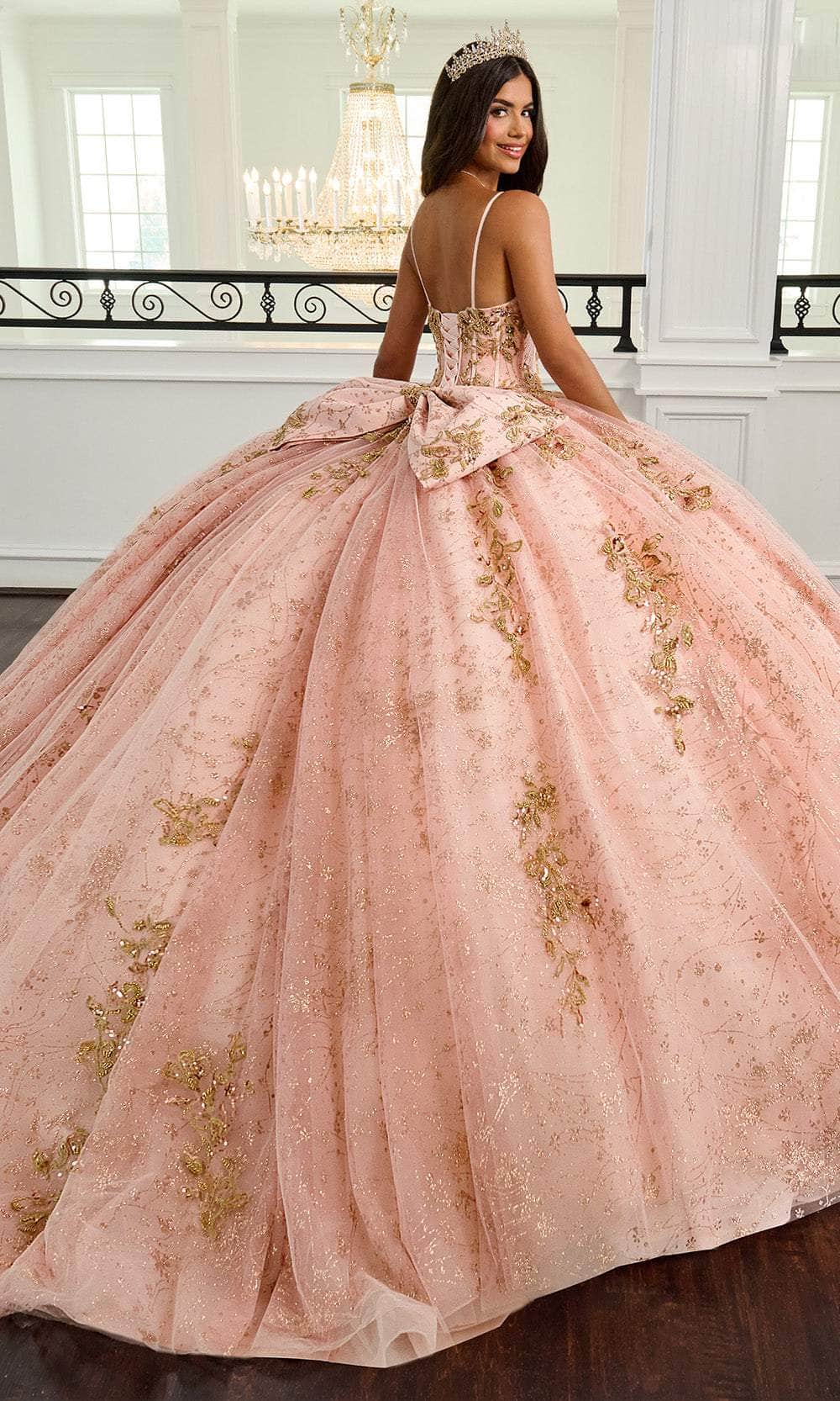 Rachel Allan RQ2221 - Beaded Tulle Ballgown with Bow Quinceanera Dresses