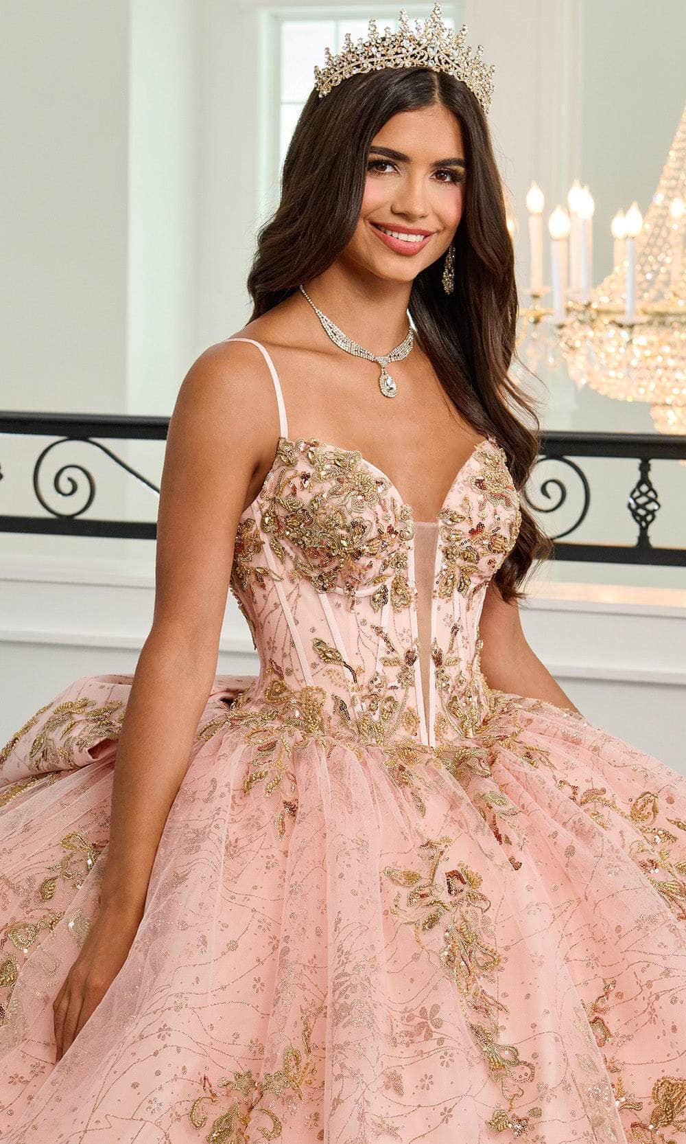 Rachel Allan RQ2221 - Beaded Tulle Ballgown with Bow Quinceanera Dresses